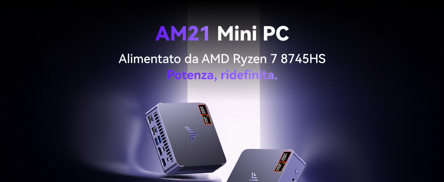 NiPoGi AM21 Mini PC АMD Ryzen 7 8745HS W11 Pro (8C/16T,fino a 4,9